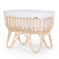 Berceau en rotin couverture rectangulaire jersery blanc cassé