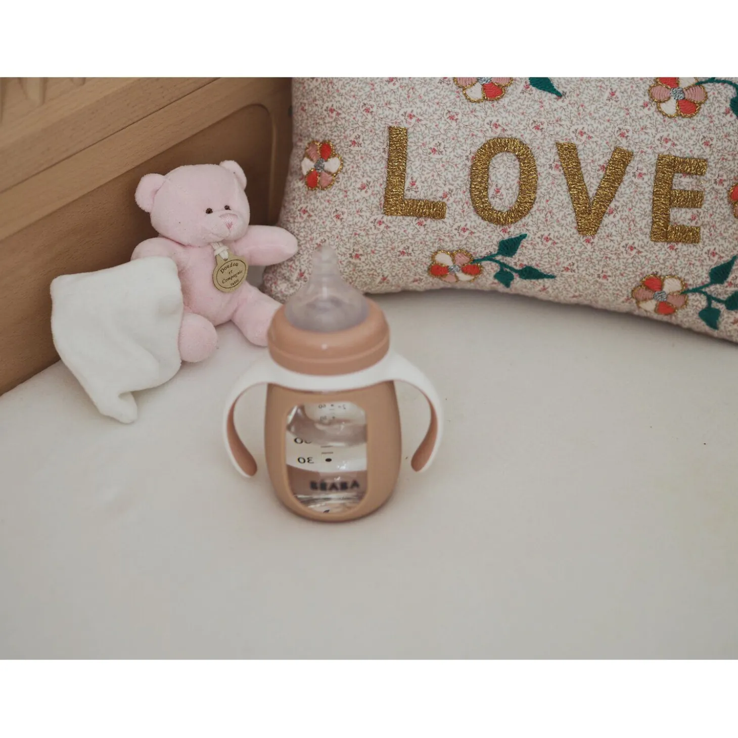 Biberon d'apprentissage en verre 2 en 1 - 210ml Vieux rose