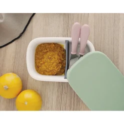 Boîte repas céramique Gris minéral/Vert sauge