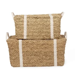 Coffre à jouets en rotin jaune 2pcs