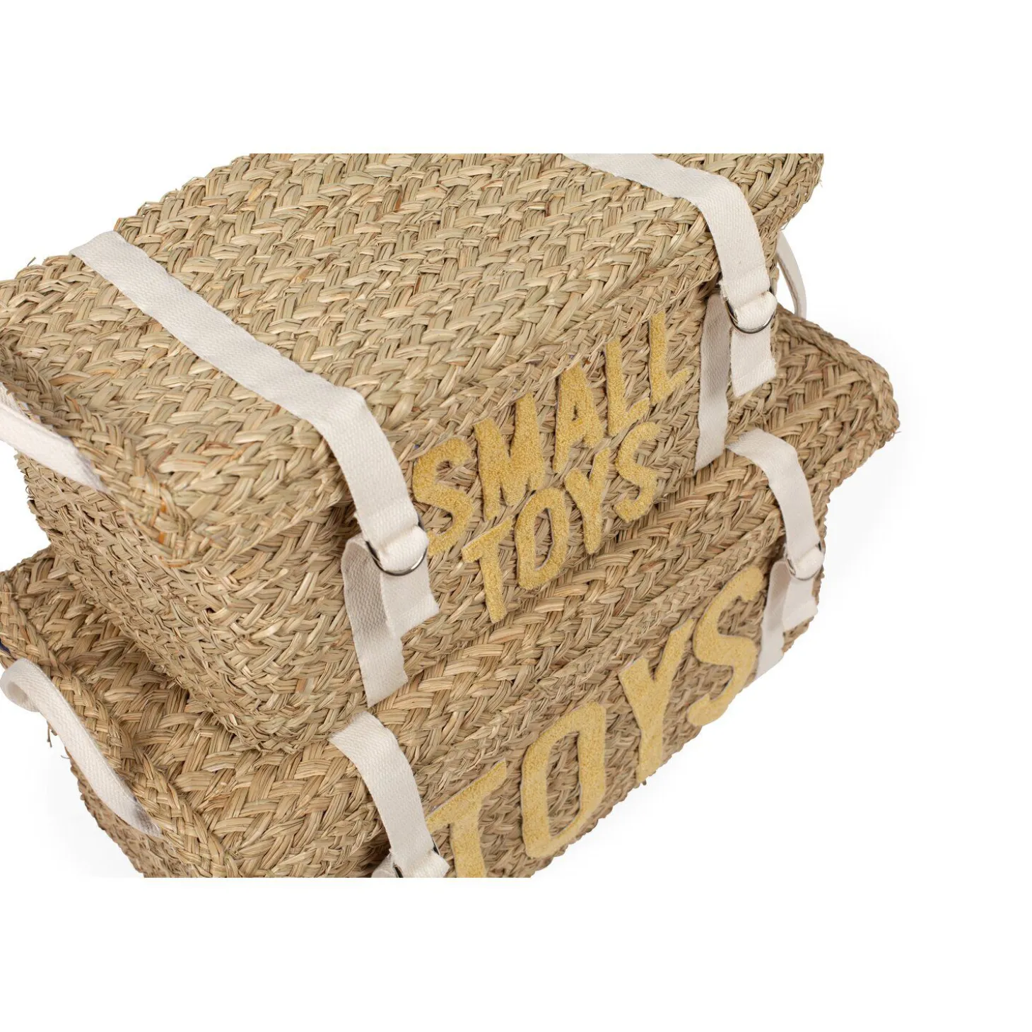 Coffre à jouets en rotin jaune 2pcs