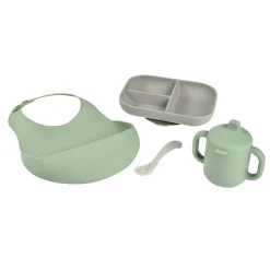 Coffret repas silicone Les essentiels Gris/Vert sauge