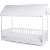 Lit Cabane Avec Toit - 90x200 Cm - Bois - Blanc