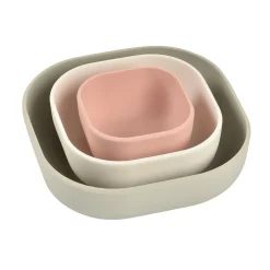 Lot de 3 bols silicone gigogne Rose/Gris velours