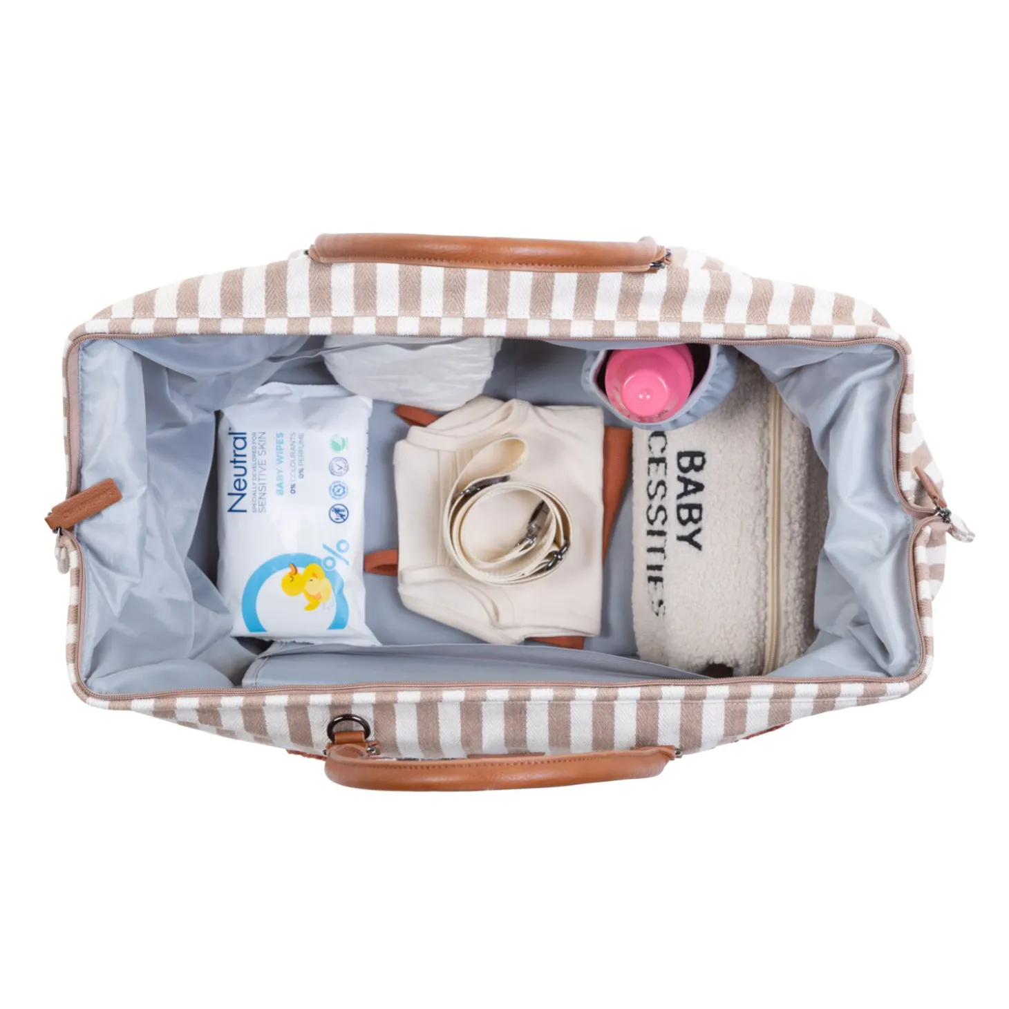 Mommy Bag ® Sac à Langer - Rayures - Nude/Terracotta