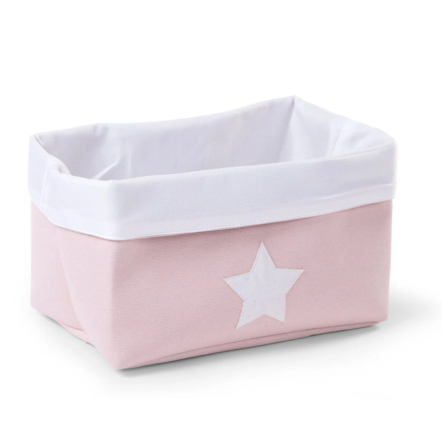 Panier De Rangement - 32x20x20 Cm - Toile - Rose Tendre Blan