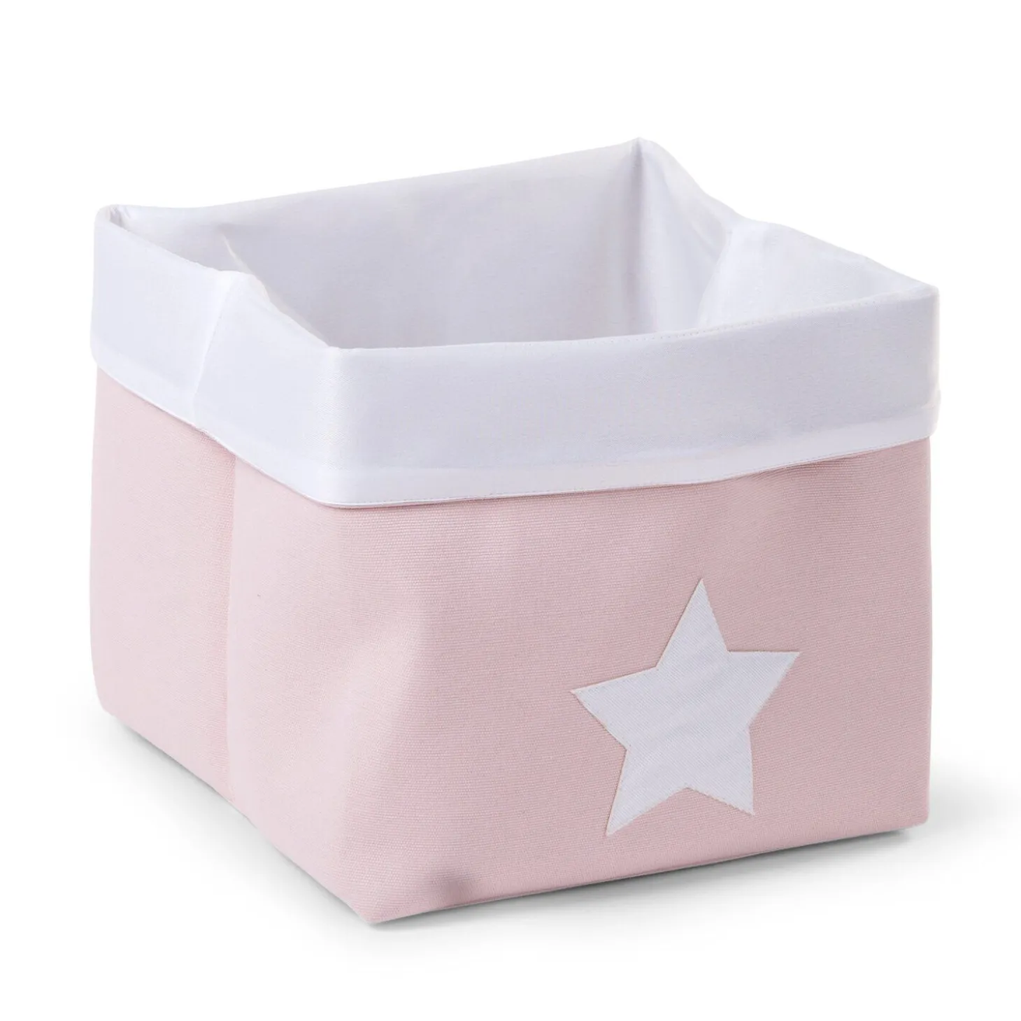 Panier De Rangement - 32x32x29 Cm - Toile - Rose Tendre Blan