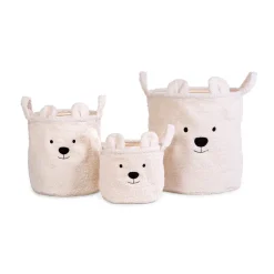 Paniers Teddy Set De 3 - Ecru