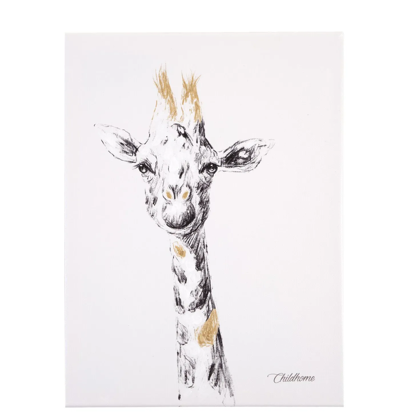 Peinture - Girafe + Or - 30x40 Cm